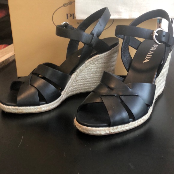 CSD PRADA Woven Leather Platform Espadrilles - Picture 6 of 8